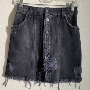 Carmar black denim Jean distressed mini skirt | size 25